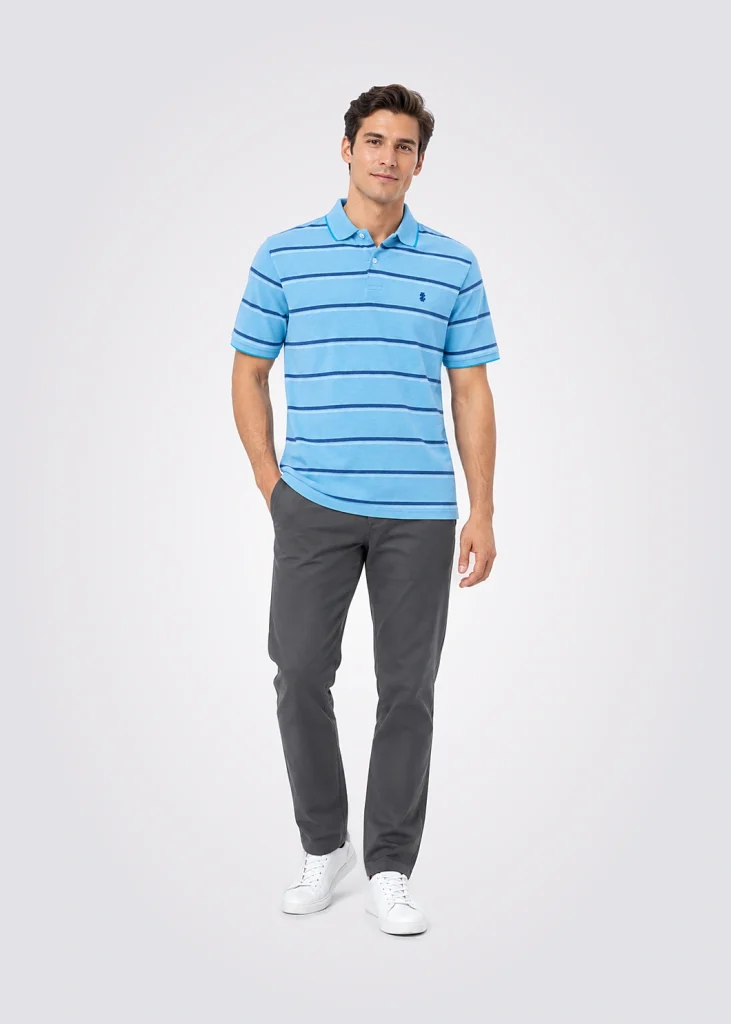 Playera Men Regular Fit Logo Rayas