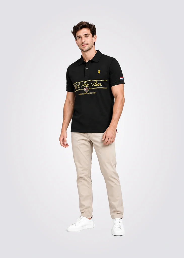 Playera Men Regular Fit Letter Solido